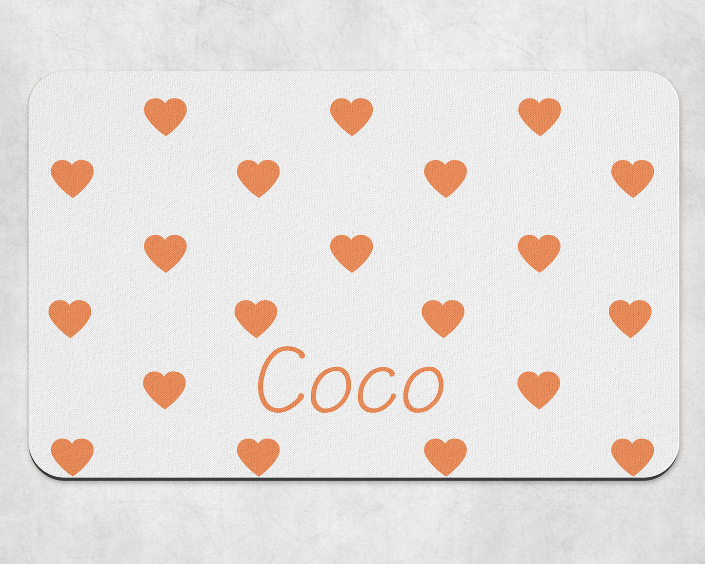 Personalised Pet Bowl Mat Heart Confetti Design