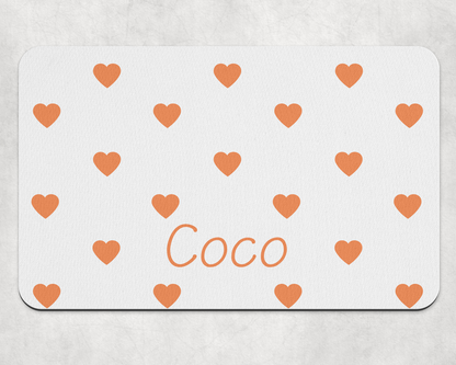 Personalised Pet Bowl Mat Heart Confetti Design