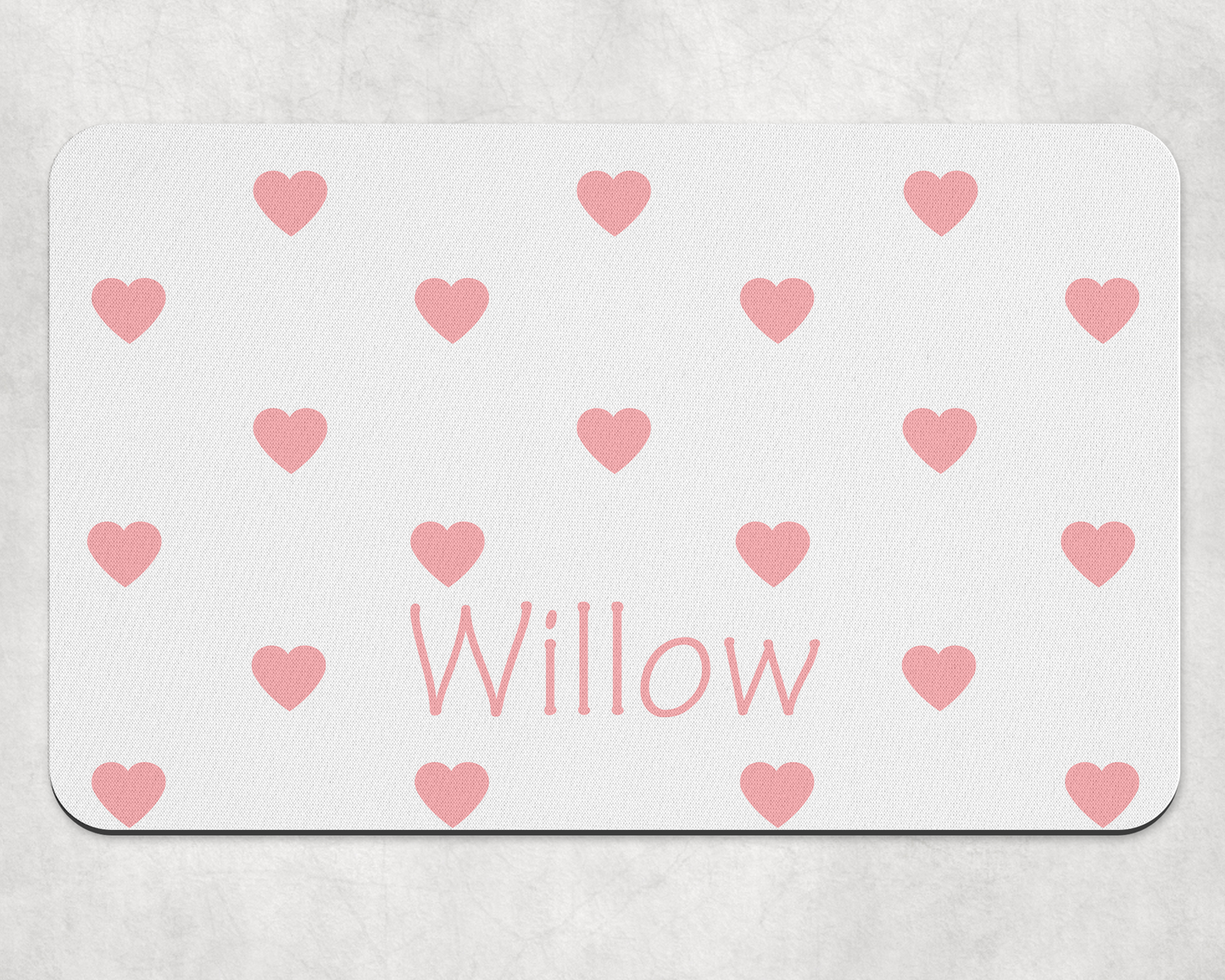 Personalised Pet Bowl Mat Heart Confetti Design