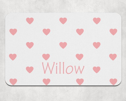 Personalised Pet Bowl Mat Heart Confetti Design