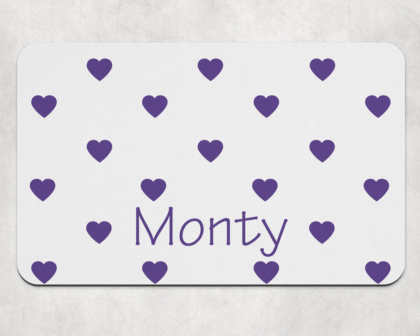 Personalised Pet Bowl Mat Heart Confetti Design