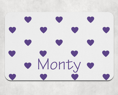 Personalised Pet Bowl Mat Heart Confetti Design