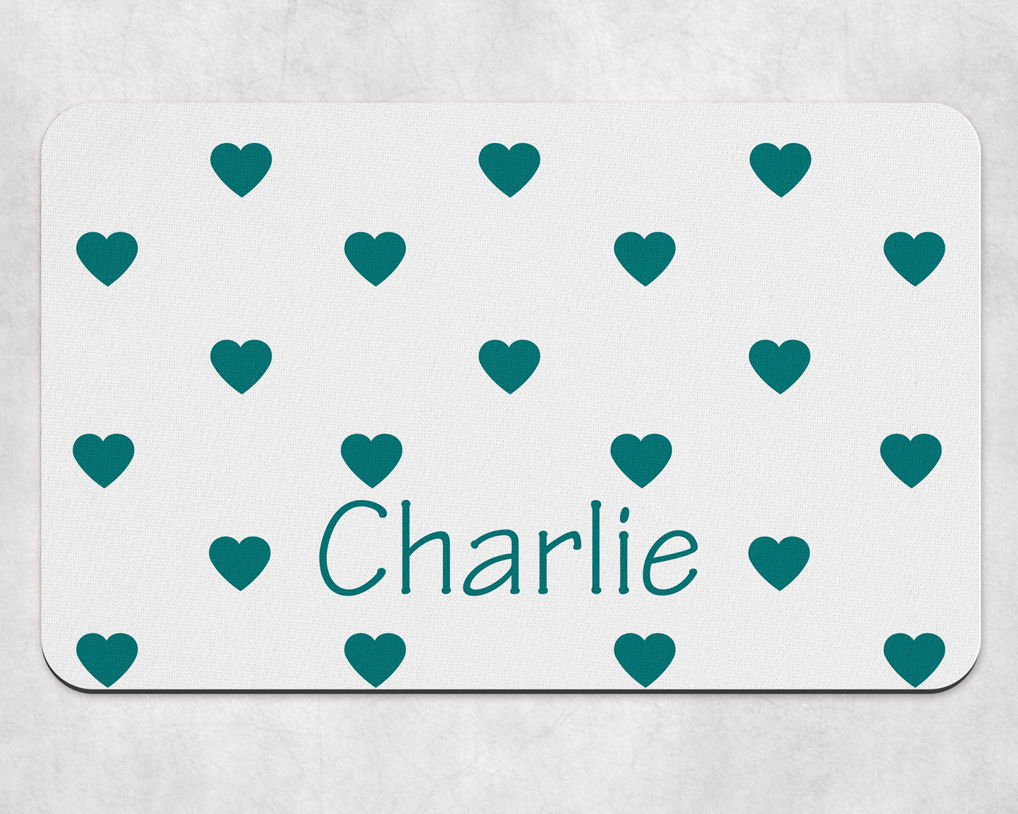 Personalised Pet Bowl Mat Heart Confetti Design