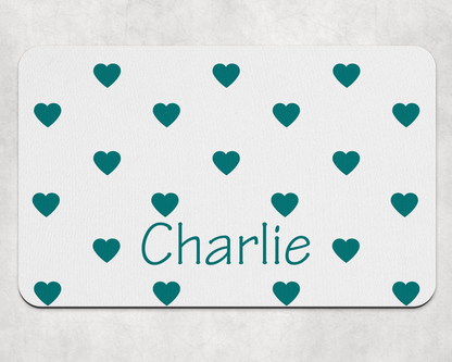 Personalised Pet Bowl Mat Heart Confetti Design