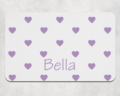 Personalised Pet Bowl Mat Heart Confetti Design