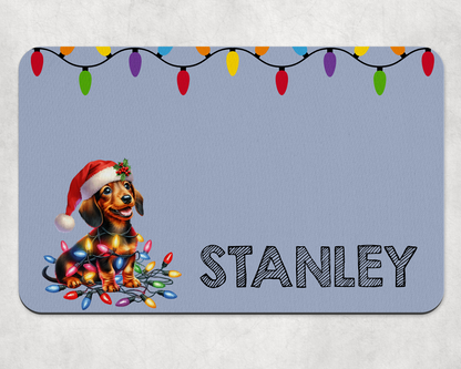 Personalised Christmas Bowl Mat Dog Breed Design