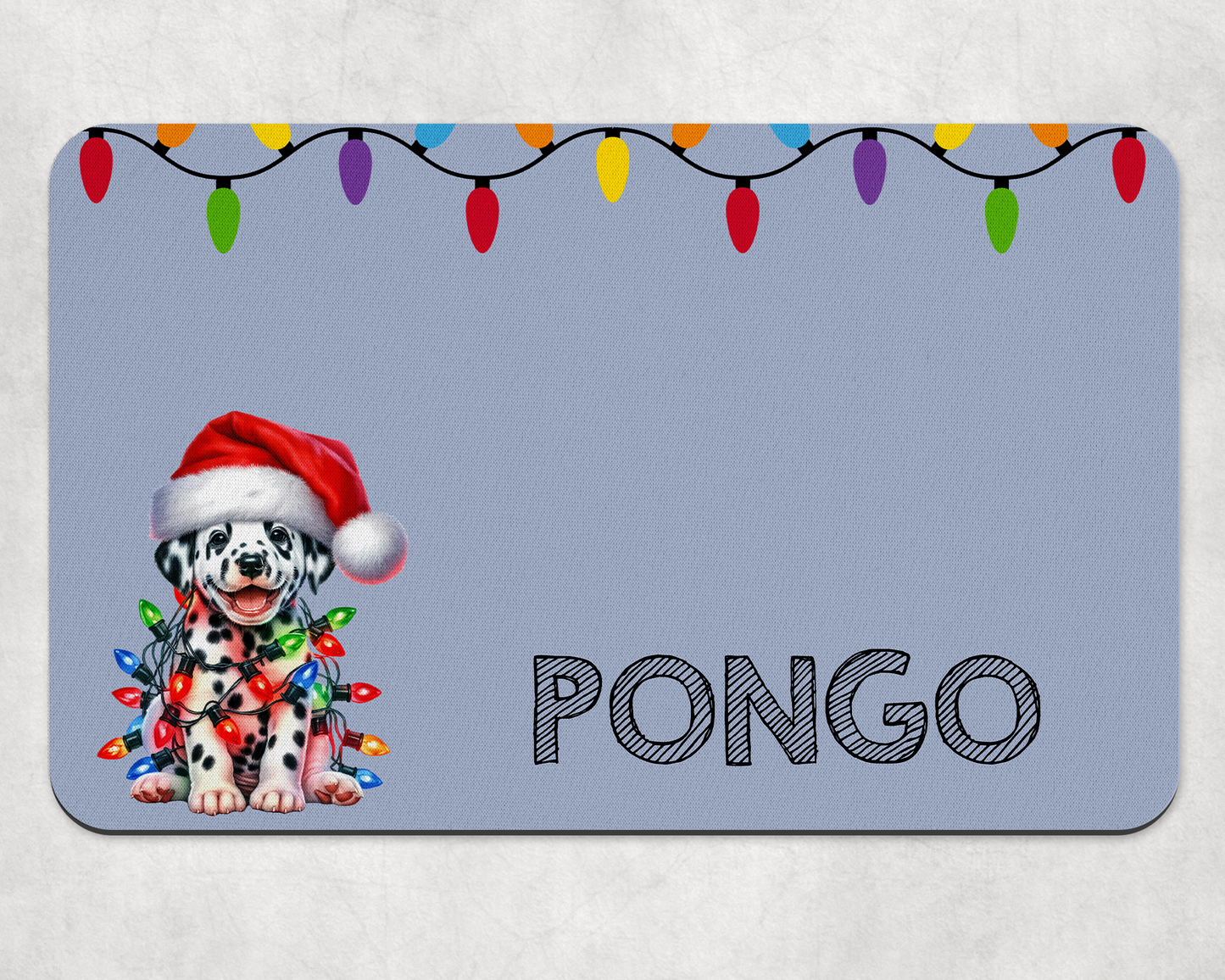 Personalised Christmas Bowl Mat Dog Breed Design