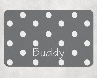 Personalised Pet Bowl Mat Polka Dot Design