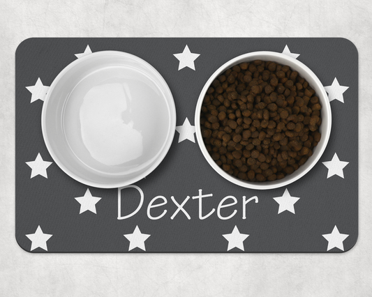 Personalised Pet Bowl Mat Polka Star Design