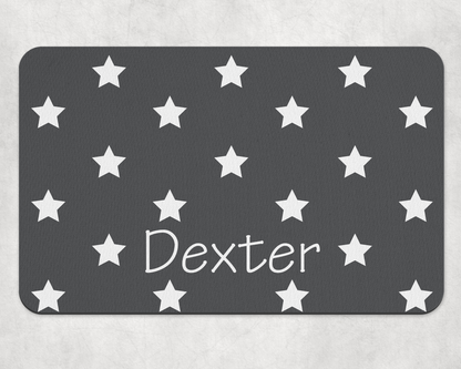 Personalised Pet Bowl Mat Polka Star Design