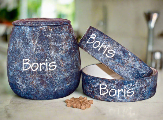 Personalised Straight sided Granite design Treat Jar set
