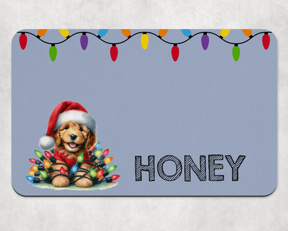 Personalised Christmas Bowl Mat Dog Breed Design