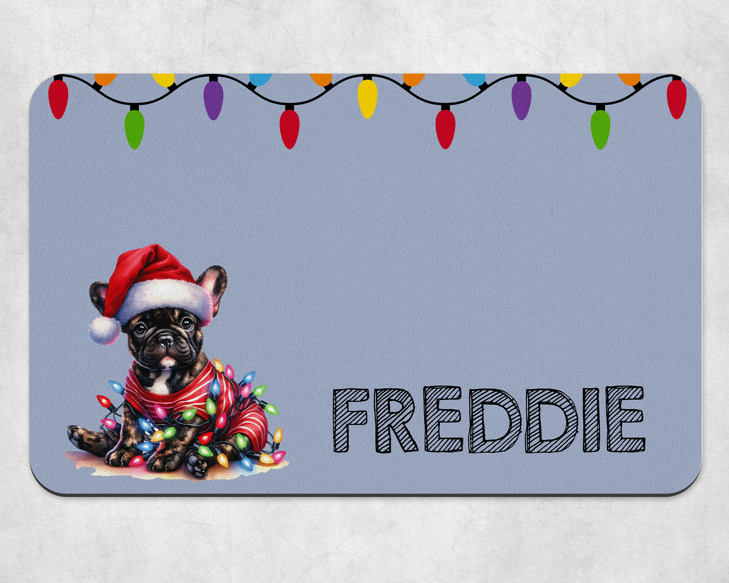 Personalised Christmas Bowl Mat Dog Breed Design