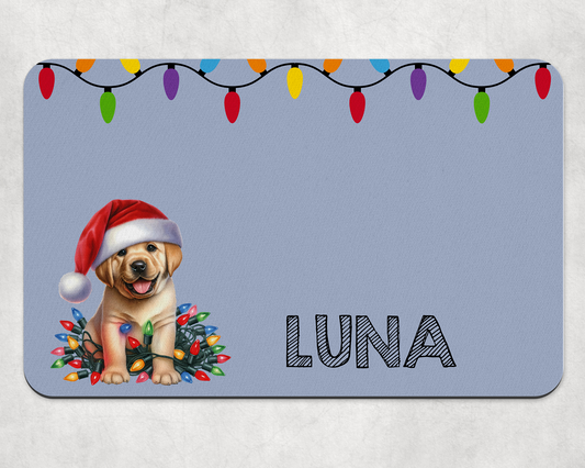 Personalised Christmas Bowl Mat Dog Breed Design