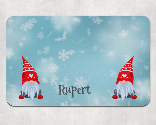 Personalised Pet Bowl Mat Christmas Gonk Design