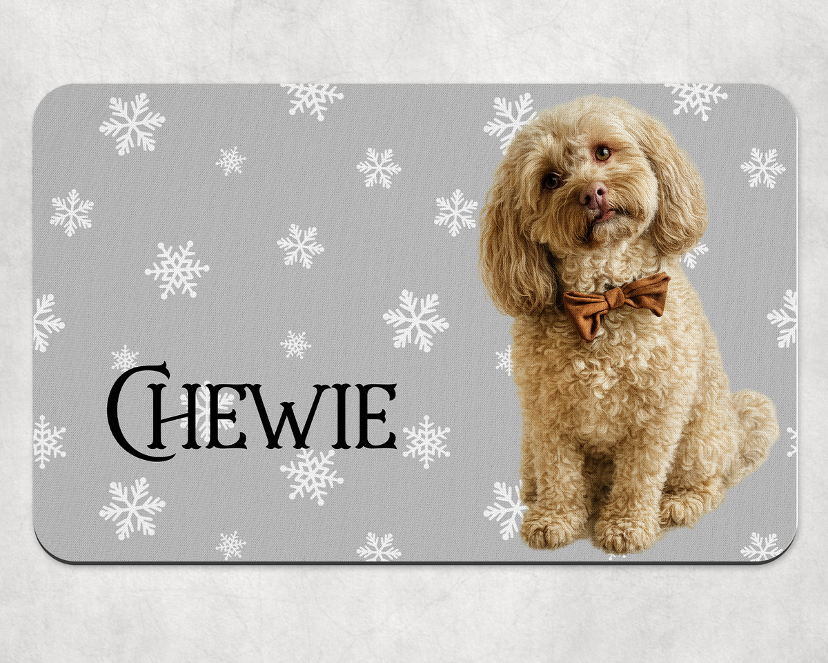 Personalised Christmas Pet Portrait bowl mat