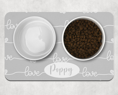 Personalised Pet Bowl Mat Love design