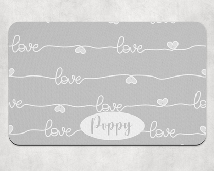 Personalised Pet Bowl Mat Love design