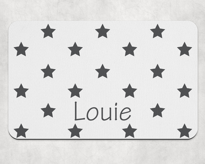Personalised Straight Sided Polka Star bowl and mat set