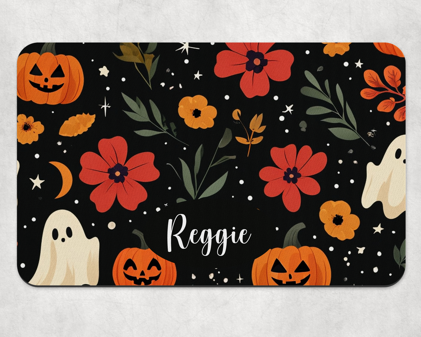 Personalised Pet Bowl Mat Halloween Design