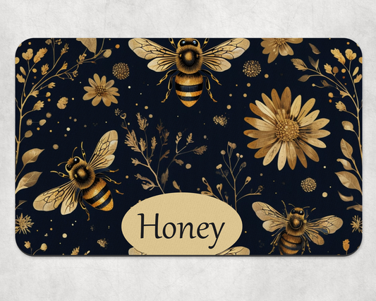 Personalised Pet Bowl Mat Luxury Bee Design