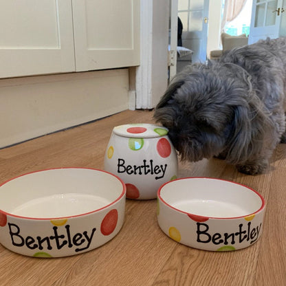 Personalised Straight sided Spotty Design Treat Jar set
