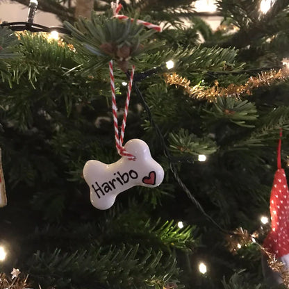 Personalised Small Ceramic Hanging Christmas Bone Decoration