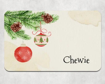 Personalised Pet Bowl Mat Christmas bauble Design