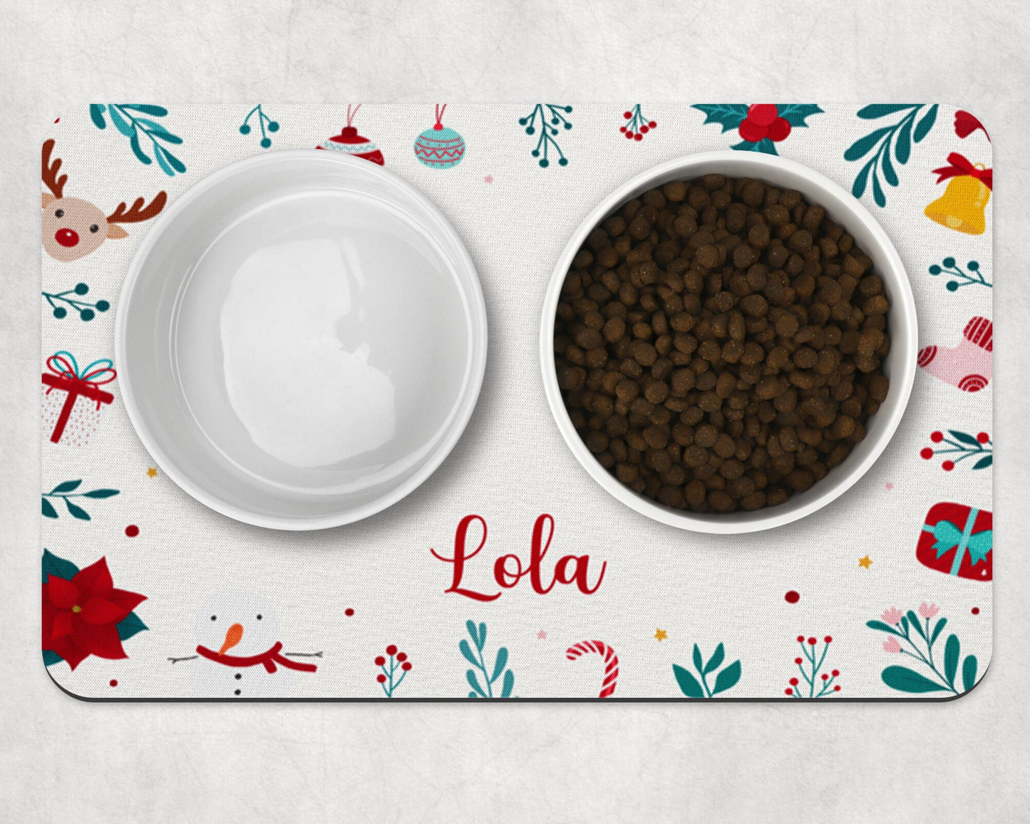 Personalised Pet Bowl Mat Christmas Design