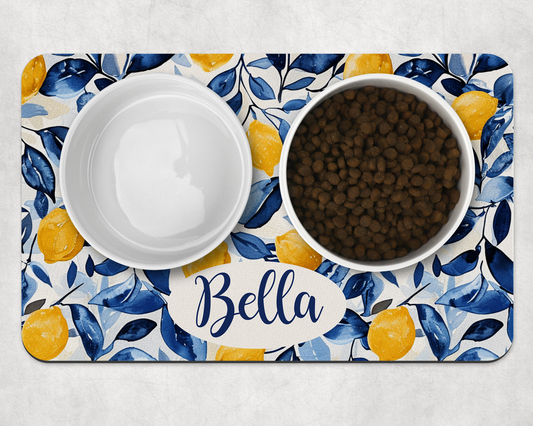 Personalised Pet Bowl Mat Amalfi Coast Inspired