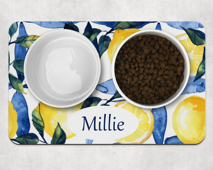 Personalised Pet Bowl Mat Amalfi Coast Inspired