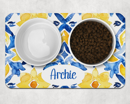 Personalised Pet Bowl Mat Amalfi Coast Inspired
