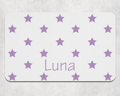 Personalised Straight Sided Polka Star bowl and mat set