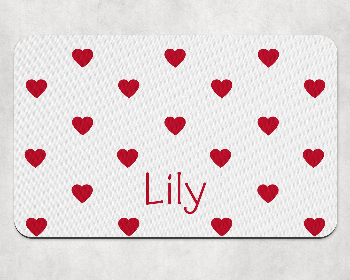 Personalised Pet Bowl Mat Heart Confetti Design