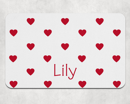 Personalised Pet Bowl Mat Heart Confetti Design