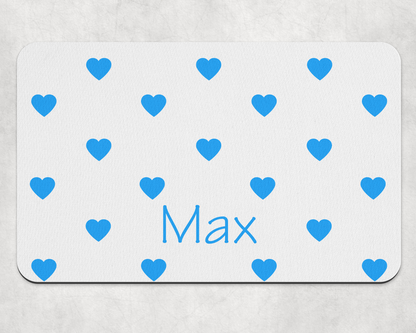 Personalised Pet Bowl Mat Heart Confetti Design