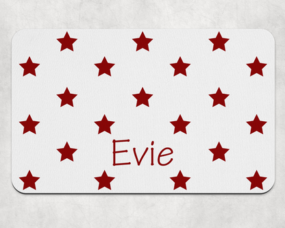 Personalised Straight Sided Polka Star bowl and mat set