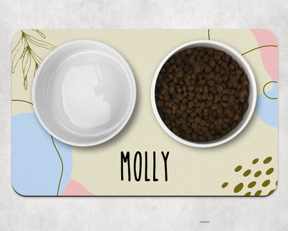 Personalised Pet Bowl Mat Boho Design