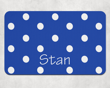 Personalised Pet Bowl Mat Polka Dot Design