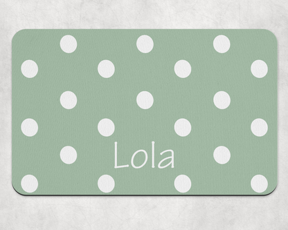 Personalised Pet Bowl Mat Polka Dot Design