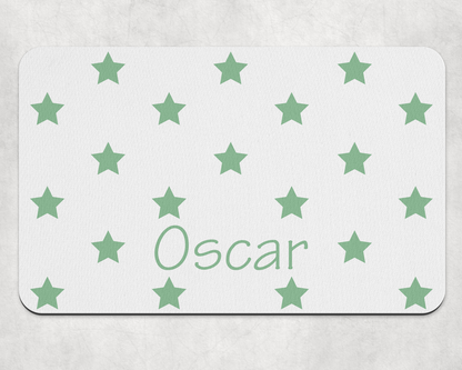Personalised Straight Sided Polka Star bowl and mat set