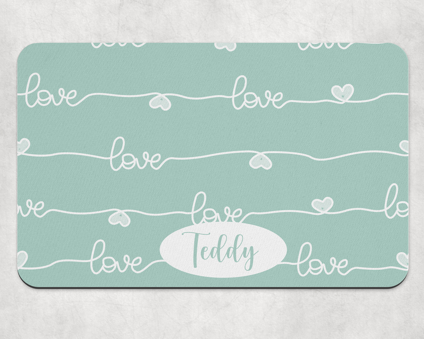 Personalised Pet Bowl Mat Love design