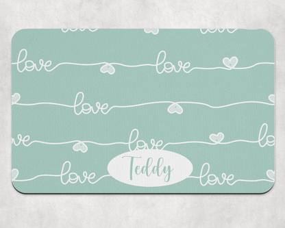 Personalised Pet Bowl Mat Love design