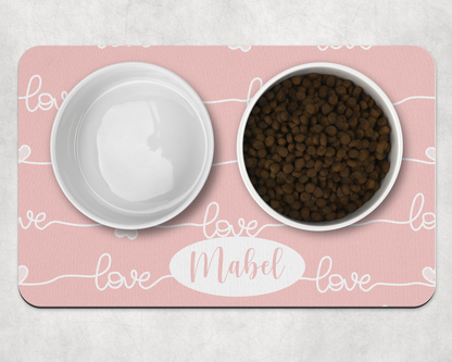Personalised Pet Bowl Mat Love design