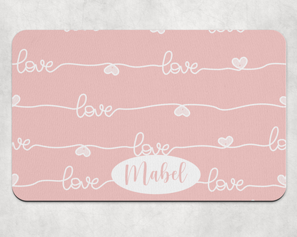 Personalised Pet Bowl Mat Love design