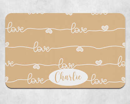 Personalised Pet Bowl Mat Love design