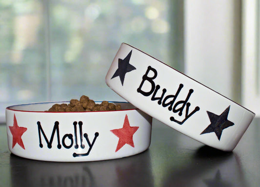 Personalised Straight Sided Star Print Bowl