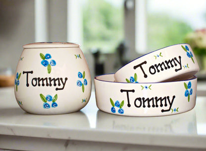 Personalised Straight sided Roses design Treat Jar set