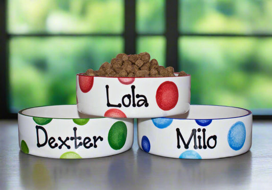 Personalised Straight Sided  Spotty Bowl