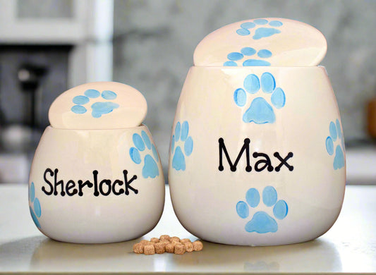 Personalised Treat Jar Paw Print Design